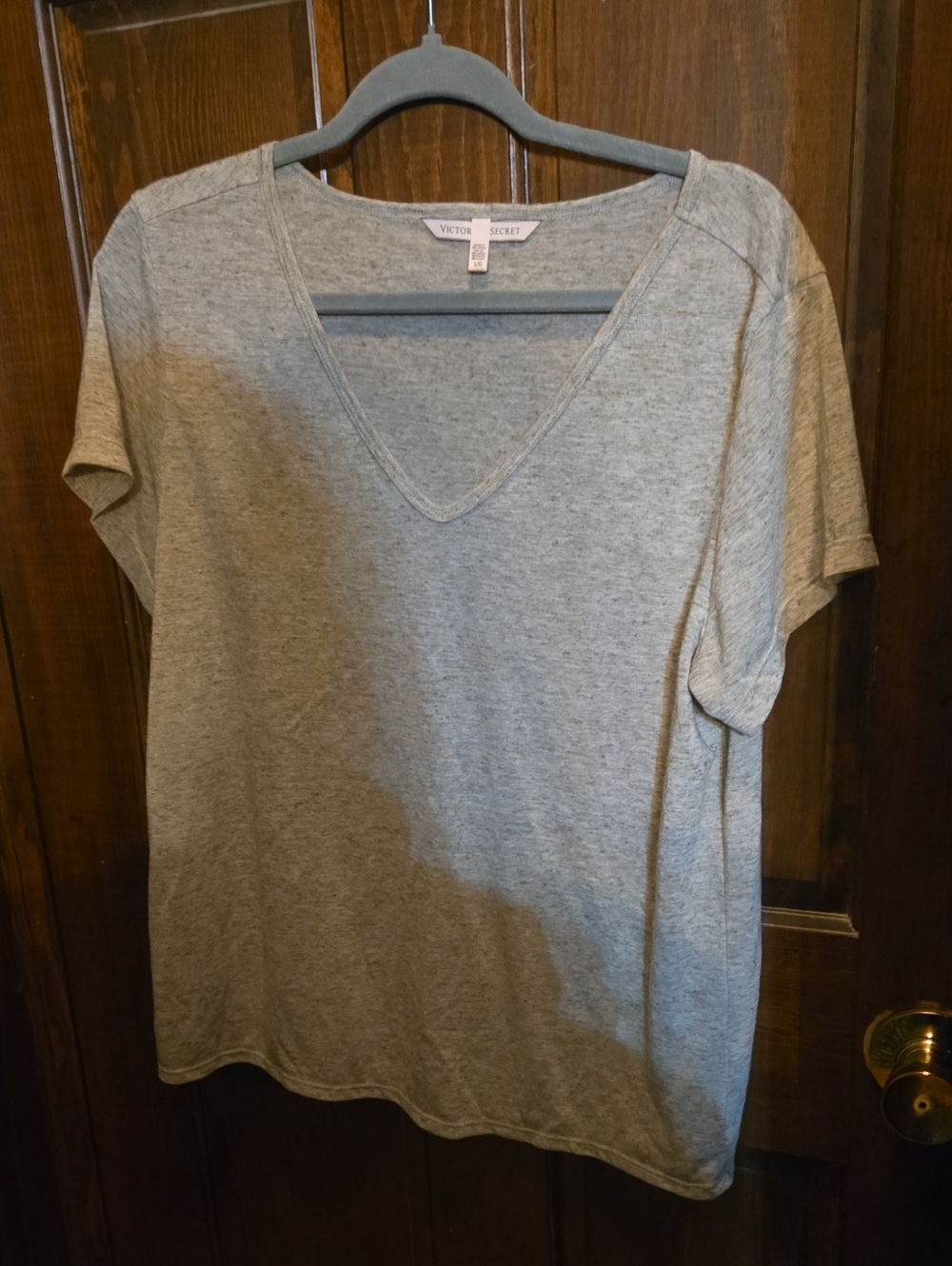 Victoria's Secret Heather Gray V‑Neck Short Sleeve Tee
